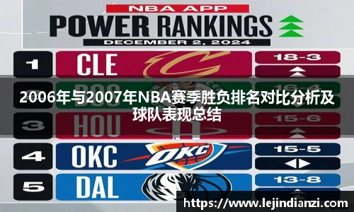 2006年与2007年NBA赛季胜负排名对比分析及球队表现总结